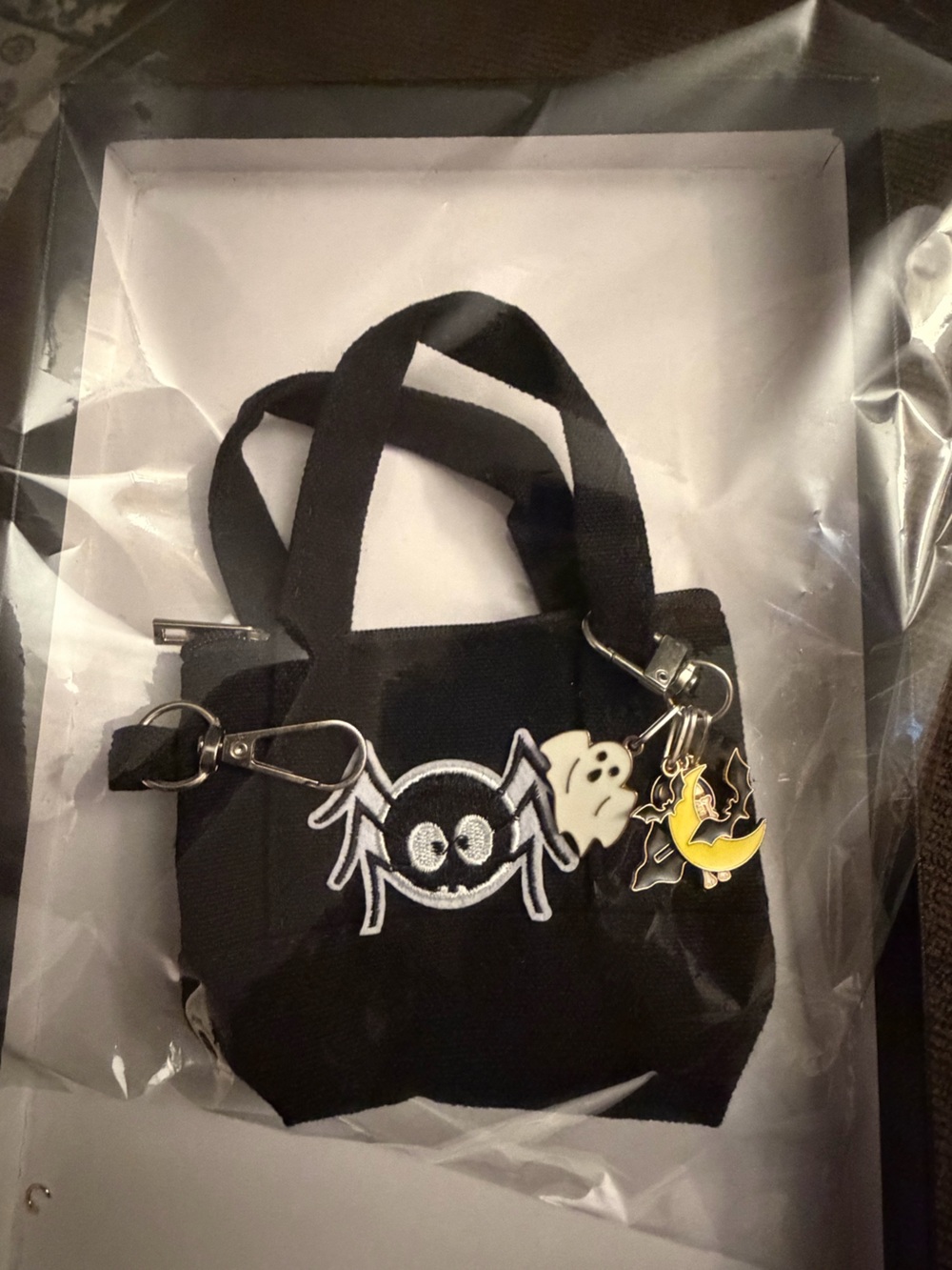 Halloween Mini Tote bag with charms & embroidered patch
